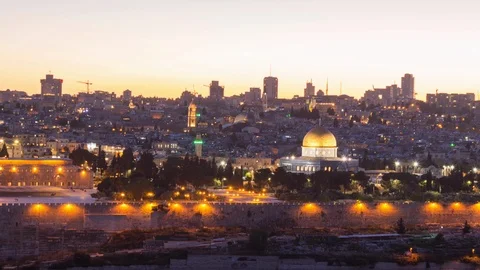 Day to Night of Jerusalem Skyline Vídeo Stock 108819098