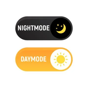 Day night mode switch ui button. Light dark mode slider theme Illustrazione stock