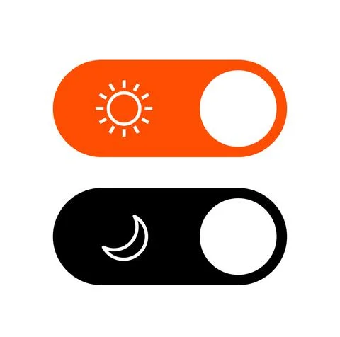 Day night mode switch ui button. Light dark mode slider theme Illustrazione stock