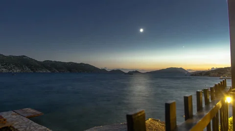 Day to Night Moon Set Time Lapse Stock Footage 31822704