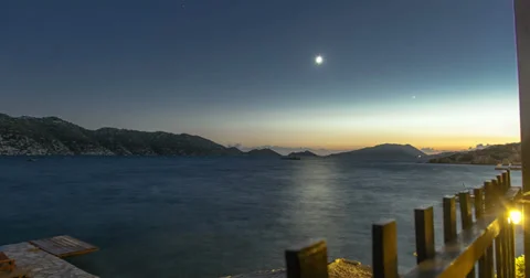 Day to Night Moon Set Time Lapse 4K Stock Footage 31822831