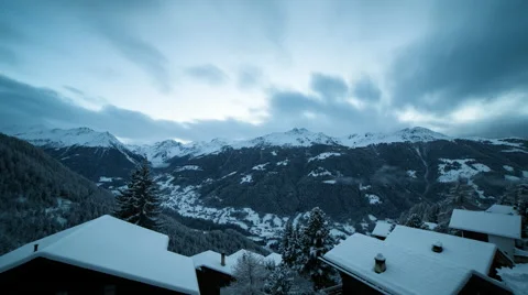 Day to night over the swiss alps Stock Footage 59666159