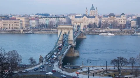 From day to night panoramic view in Budapest Video stock 72922973