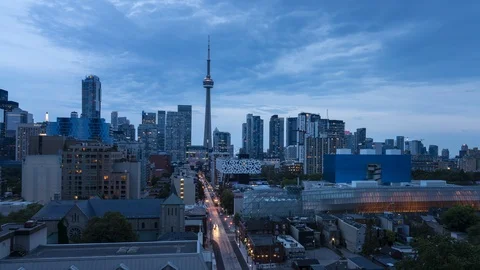 Day to Night Storm Timelapse in Toronto Canada Stock Footage 124618558