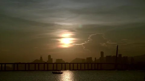 Day to night sunset city timelapse in Hong Kong - 4k Stock-Footage 282635376