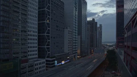 Day to night sunset city timelapse in Hong Kong - 4k Stock Footage 282663593