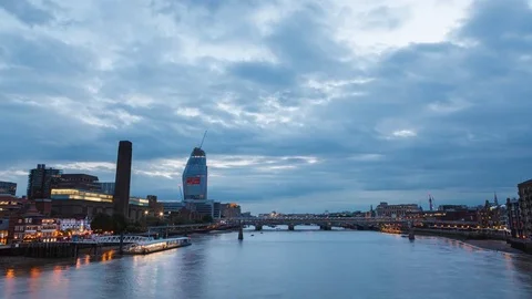Day to night sunset Time-Lapse in London, Blackfriars Bridge Stock Footage