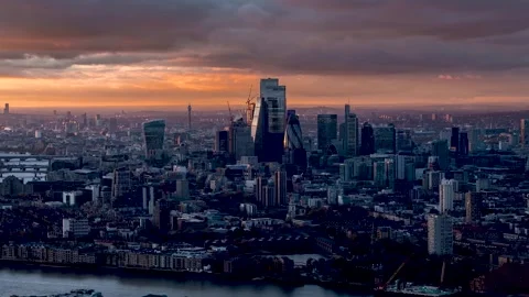Day to night sunset time lapse of the skyline at the City of London Vídeo Stock 266130348