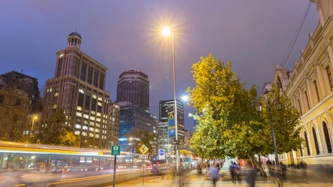 Day to night sunset Timelapse hyperlapse in Santiago de Chile steet Stock Footage 100844380