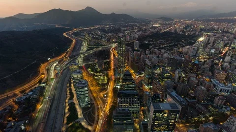 Day to night sunset timelapse of Las Condes, Santiago de Chile Stock Footage 100856759