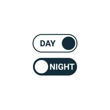 Day to night switch icons. Time of day change interface design. Switch button Illustrazione stock