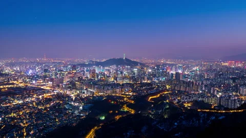 Day to night, Time lapse 4k, winter season,Seoul City South Korea Vídeos de archivo 210538723