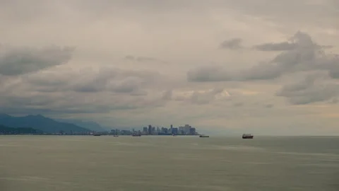 Day to night time lapse of Batumi In seafront promenade Stock-Footage 289402032