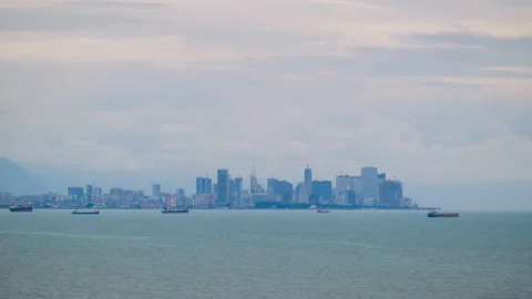 Day to night time lapse of Batumi In seafront promenade Stock Footage 289402273