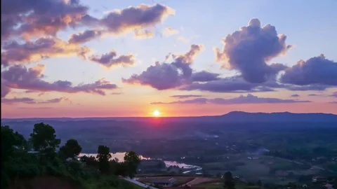 Day to night Time-lapse of Beautiful sunset, view at Khao Kho Stock Footage 69910595