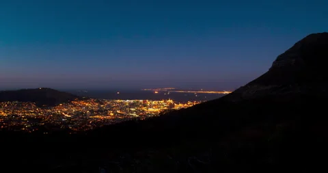 Day to night Time Lapse of Cape Town City Stock Footage 297847737