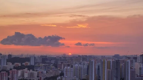 Day to night Time-lapse of cityscape view of Singapore city at sunset Stock Footage 79760006