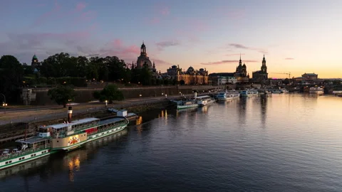 Day to night time lapse clip of the old town at Dresden Stock Footage 144814784