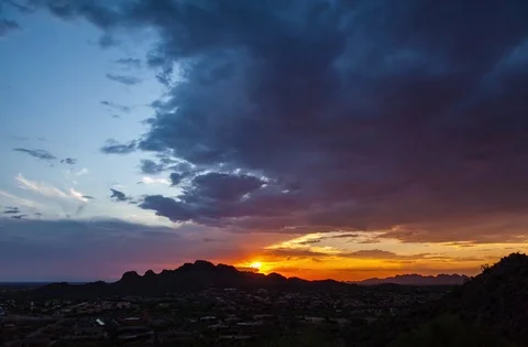 Day to Night Time Lapse with Dust Storm, Clouds Sunset transition Stock Footage 79608348