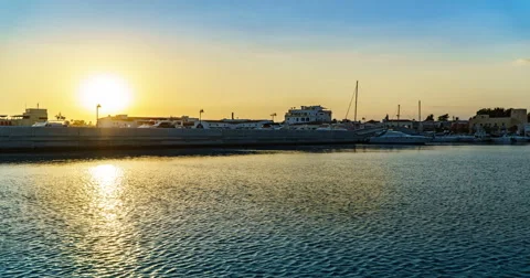 Day to Night Time Lapse at Harbor in Limassol Cyprus Stock Footage 66784006