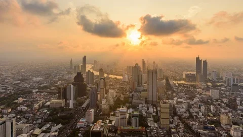Day to night Time lapse high view of the city in sunset time Stock Footage