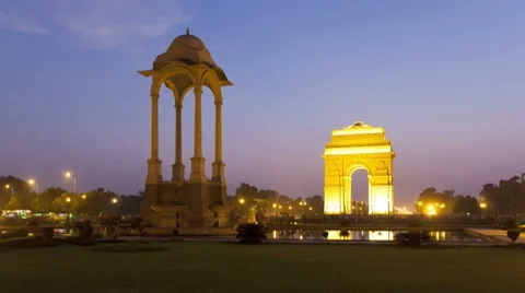Day to night time lapse of  India Gate, Delhi, India Vidéo 8830822