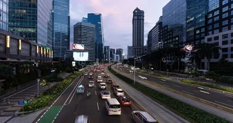Day to night time lapse in Jakarta business district Stock Footage 150876060