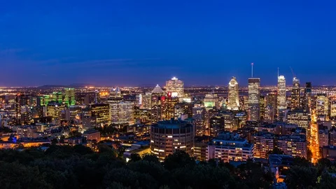 Day to night time lapse of Monteal downtown Stock Footage 119131780