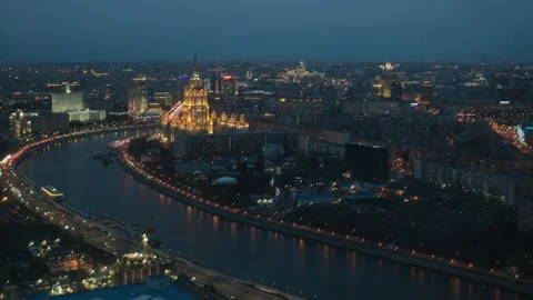 Day to Night time lapse of Moscow City Stock Footage 240612828