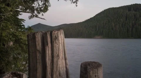 A Day  to Night Time Lapse at a Mountain Lake Stock Footage 55809888