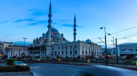 Day to Night Time Lapse of New Mosque in Istanbul Видео 49511015