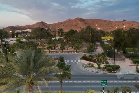 A Day to Night Time Lapse of Oman mountains and green trees. Stock Footage 238624562