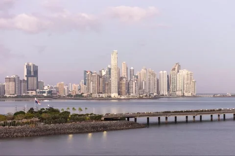 Day to night time lapse of Panama City, Panama Stock Footage 232493876