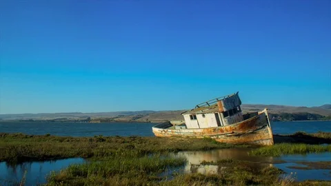 Day To Night Time-lapse - Point Reyes Shipwreck Vídeo Stock 74480053