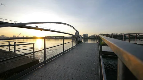 Day to night. time lapse. romantic sunset. bridge landscape Video stock 64540525