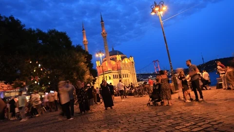 Day to night time lapse scene of the beautiful renovated Ortakoy mosque in Is Stock Footage 113160103
