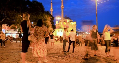 Day to night time lapse scene of the beautiful renovated Ortakoy mosque in Is Stock Footage 113160337