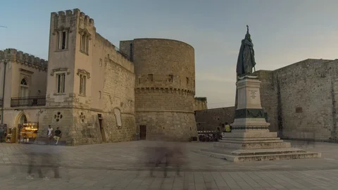 Day to night time lapse of seafront piazza in Otranto, Salento Stock Footage 111318558