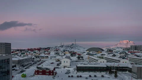 Day to Night Time lapse of a sunset in Nuuk Stock Footage 253059988