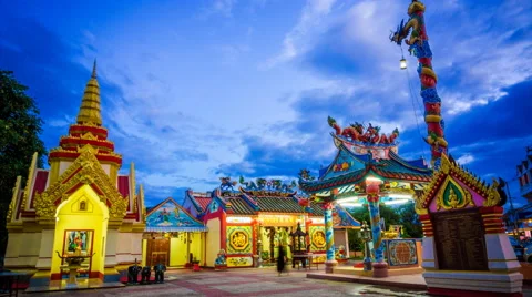 Day to night time lapse of Thai temple locate on Loei province Stock Footage 51766300