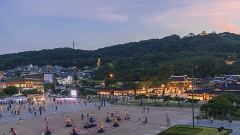 Day to night time lapse view of Suwon Hwaseong Cultural Festival. Stock Footage 127028180