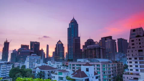 Day to Night Time lapse view of Bangkok cityscape in Thailand 스톡 동영상 141894806