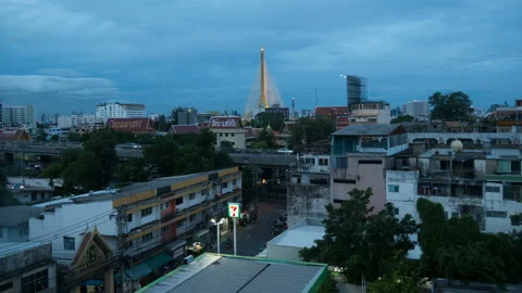 Day to night time lapse view of Bangkok city, Thailand Video stock 142076983