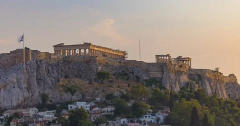 Day to night time-lapse view of the ancient Parthenon at the Acropolis of Athens Stock Footage 159396522