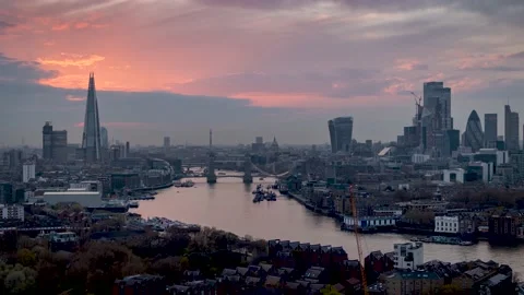 Day to night time lapse view of the 2023 skyline of London Video stock 189830892