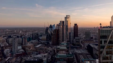 Day to night time lapse view of the City of London, England Stock Footage 267678593