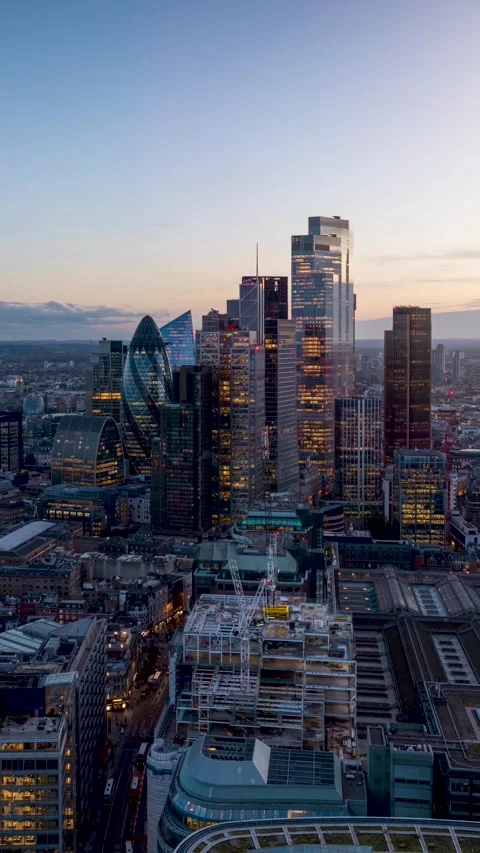 Day to night time lapse view of the City of London Stock Footage 310837527