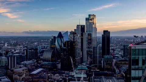 Day to night time lapse view of the City of London Stock Footage 312162520