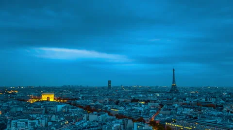 Day to night Time Lapse of world famous Eiffel Tower 스톡 동영상 61720889