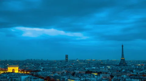 Day to night Time Lapse of world famous Eiffel Tower 스톡 동영상 61720904